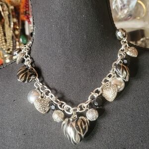 Source Unknown‎ Silver and Black Charm Bracelet